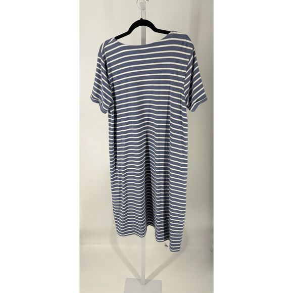 J.Jill Navy White Striped Knit Dress with Pockets - Picture 4 of 5